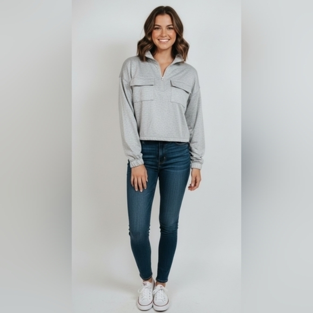 Bluenotes Long Sleeve Oversized Cropped Shirt in Medium